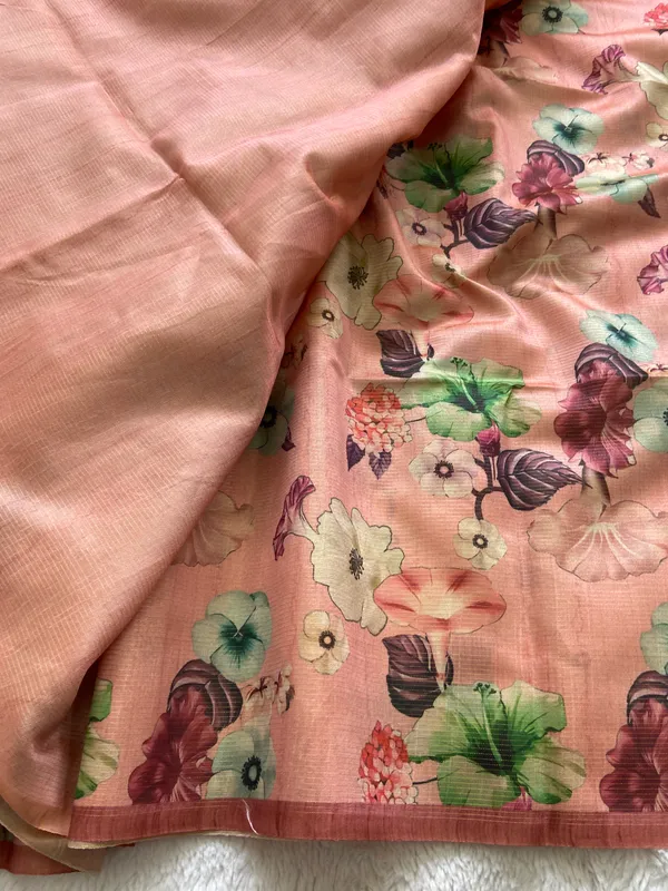 Bhavani_Peach_–_Divine_Navratri_Special_|_Soft_Tussar_Silk_Saree_with_Print,_Border_&_Contrast_Print_Blouse_with_Tassels