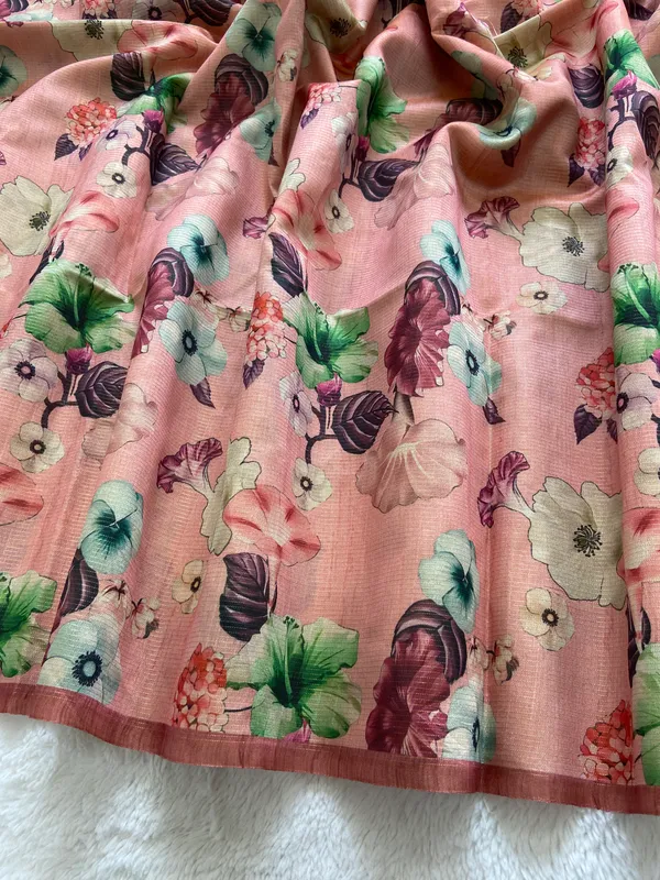 Bhavani_Peach_–_Divine_Navratri_Special_|_Soft_Tussar_Silk_Saree_with_Print,_Border_&_Contrast_Print_Blouse_with_Tassels