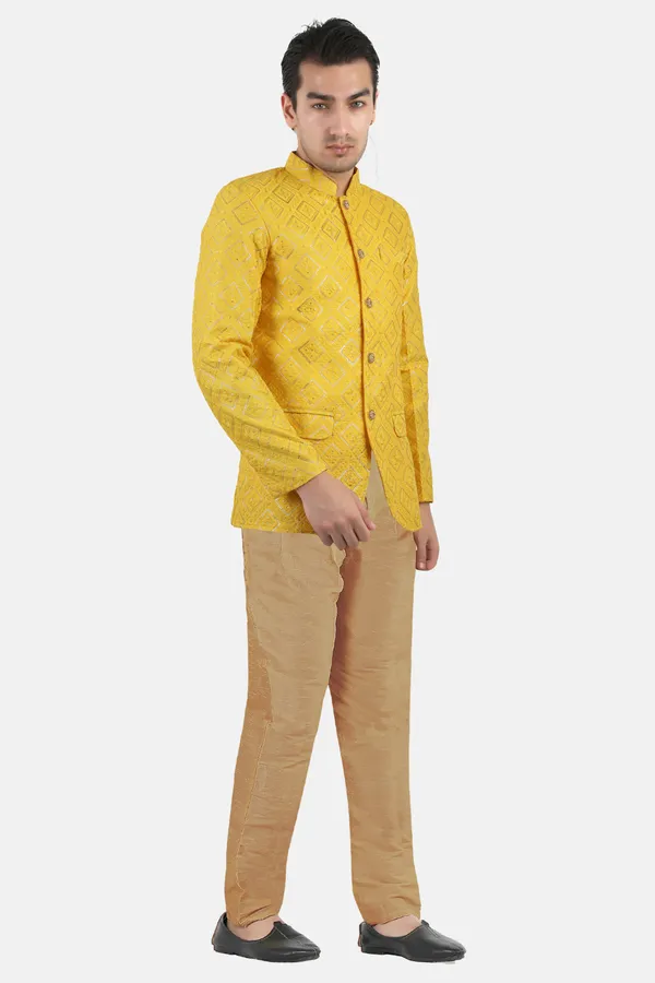 Yellow_Embroidered,_Self_Design_Bandhgala