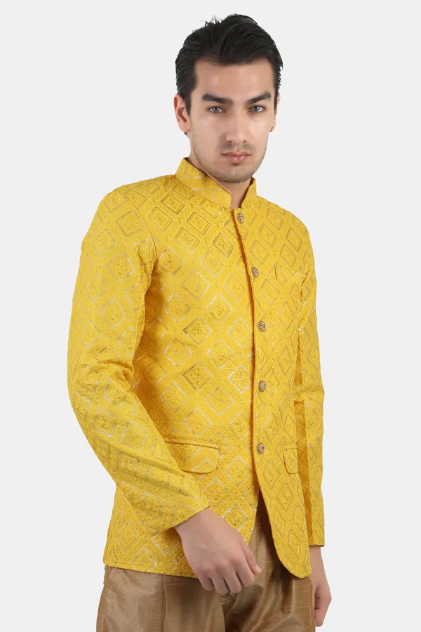 Yellow_Embroidered,_Self_Design_Bandhgala
