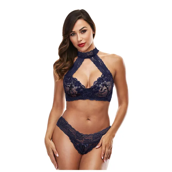 Navy_Blue_High_Neck_Lingerie_Set_For_Women