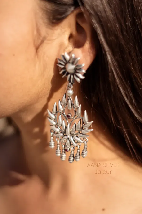 925_Pure_Sterling_Silver_|_Aabharan_Long_Petals_Earrings_|_Well_Stamped_&_Hallmarked