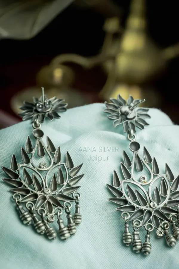 925_Pure_Sterling_Silver_|_Aabharan_Long_Petals_Earrings_|_Well_Stamped_&_Hallmarked