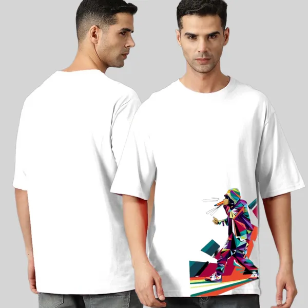 White_Oversized_Printed_Half_Sleeve_Cotton_T-Shirt_For_Men