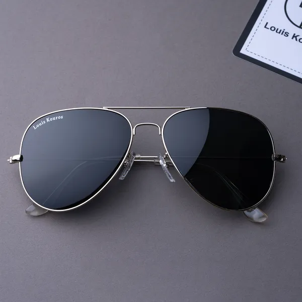 LOUIS_KOUROS__Black_Armstoner_Mirrored(Glass),_UV_Protection,_Toughened_Glass_Lens,_UV_Protection,_Night_Vision,_Aviator_Sunglasses_(62)__(For_Men_&_Women,_Black)