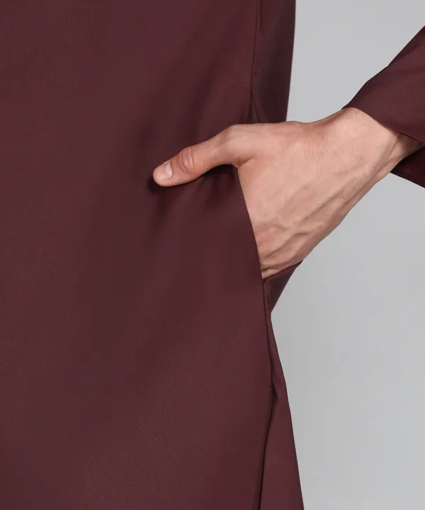 Solid_Maroon_Cotton_Blend_Nawabi_With_Paijama