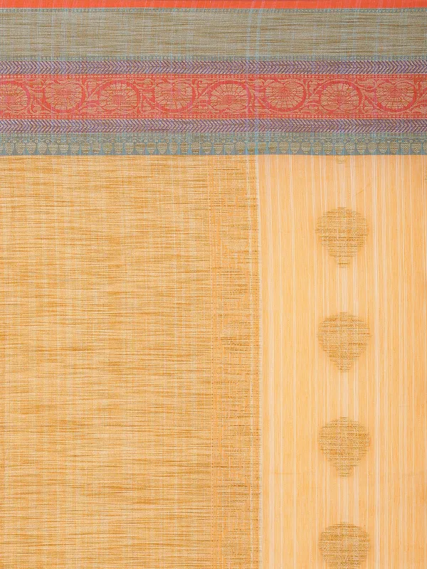 Orange_Cotton_Blend_Banarasi_Sarees_For_Women