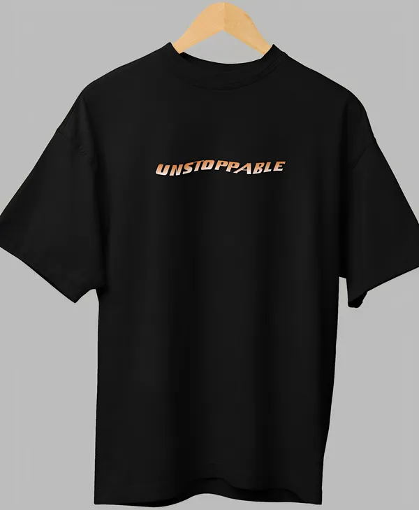 TOFFTEES_Premium_Black_Oversized_Unstopable_Half_Sleeves_T-shirt_|_French_Terry_Fabric__(220_GSM)