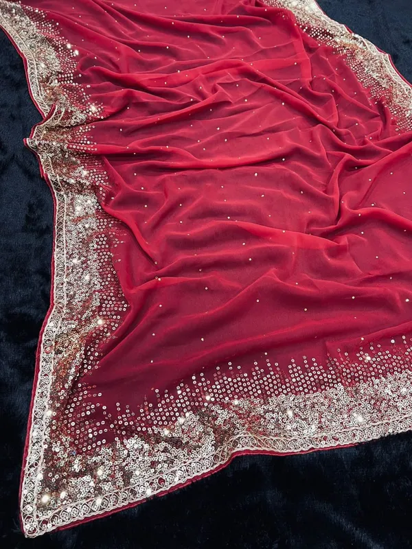 Tremendous_Red_Designer_Georgette_Saree