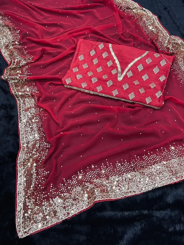 Tremendous_Red_Designer_Georgette_Saree