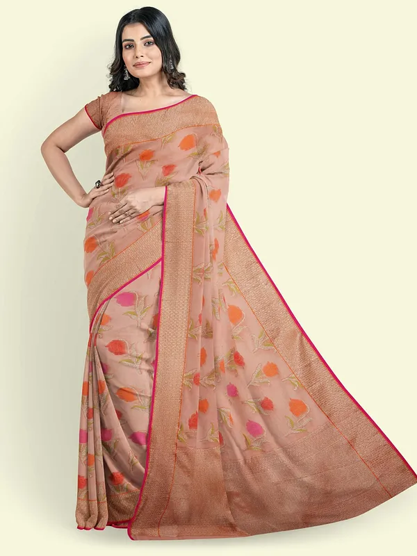 Pink_Cotton_Blend_Banarasi_Sarees_For_Women