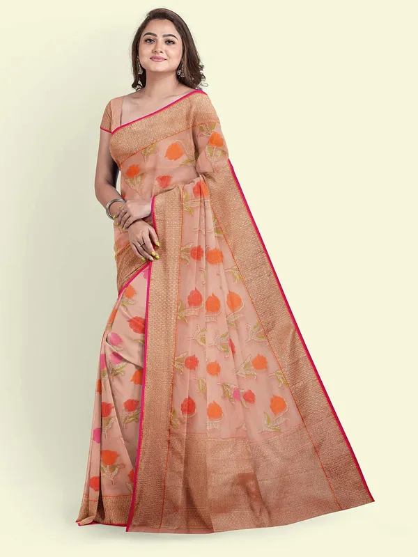 Pink_Cotton_Blend_Banarasi_Sarees_For_Women