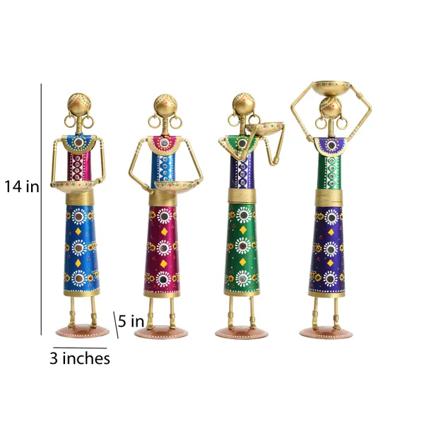 Set_Of_Four_Metal_Rajasthani_Kalbelia_Tea_Light_Doll_Candle_Holder_For_Home_Each_|_Multicolour
