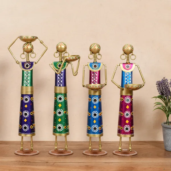 Set_Of_Four_Metal_Rajasthani_Kalbelia_Tea_Light_Doll_Candle_Holder_For_Home_Each_|_Multicolour