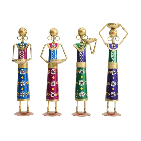 Set_Of_Four_Metal_Rajasthani_Kalbelia_Tea_Light_Doll_Candle_Holder_For_Home_Each_|_Multicolour