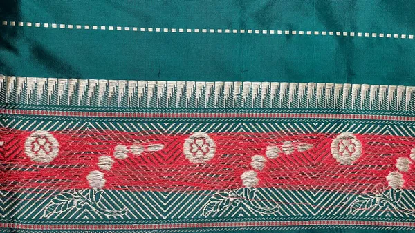 Humairah_Pure_Handwoven_Dark_Green_Katan_Silk_Sona_Rupa_Kadhwa_Chunri_Booti_and_Kadhwa_Floral_Mina_Zari_Border_and_Pallu_with_Golden_Stripe_Dark_Green_Blouse