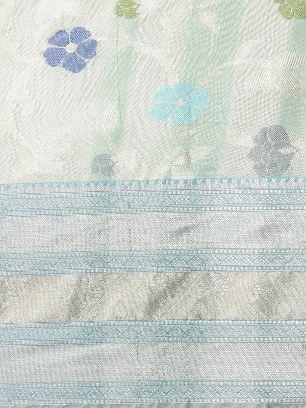 Turquoise_Matka_Silk/Silk_Blend_Banarasi_Sarees_For_Women