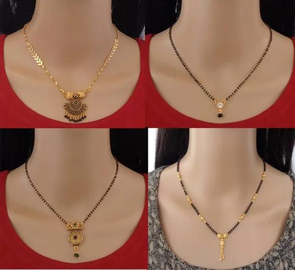 Gold_Daily_Wear_22K_Gold_Plated_Mangalsutra_Set_Of_4,_For_Women