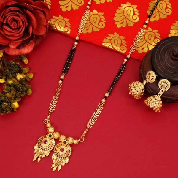 Gold_Daily_Wear_Gold_Plated_Long_Mangalsutra_With_Earrings_For_Women