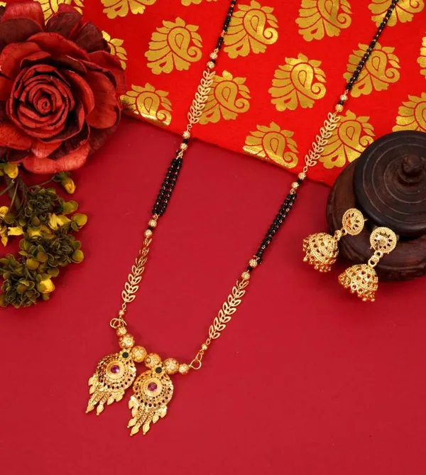 Gold_Daily_Wear_Gold_Plated_Long_Mangalsutra_With_Earrings_For_Women