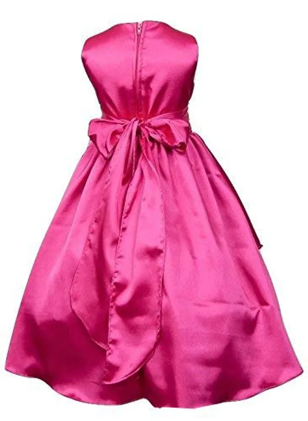 Magenta_Polyester_Solid_Round_Neck_Dress_For_Girls