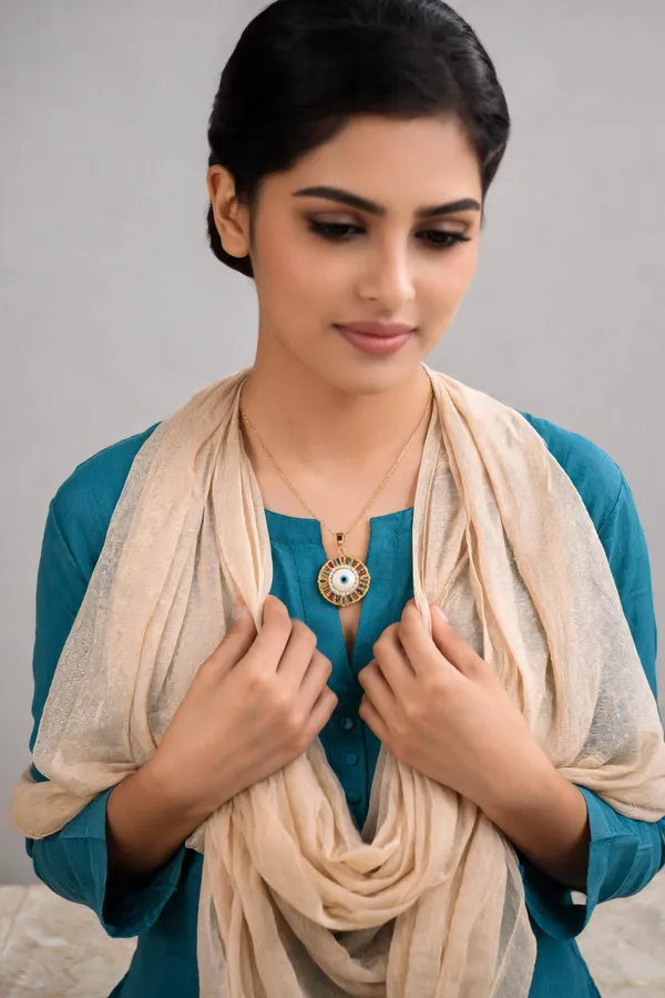 Ilanja_Gold-Toned_Evil_Eye_Decorative_Disc_Necklace