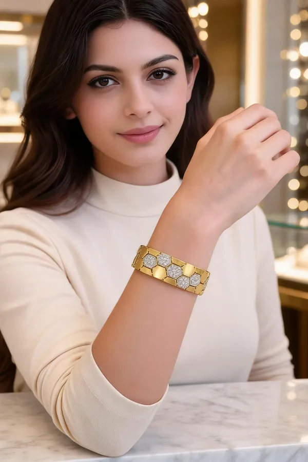 Ilanja_Gold-Plated_Honeycomb_Diamond_Accent_Bracelet