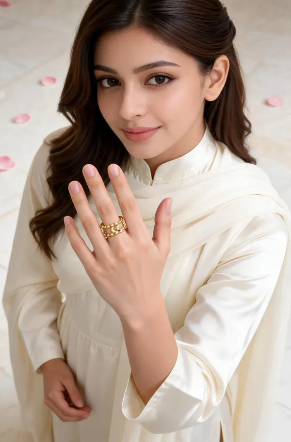 Ilanja_Gold-Toned_Beaded_Curved_Adjustable_Ring