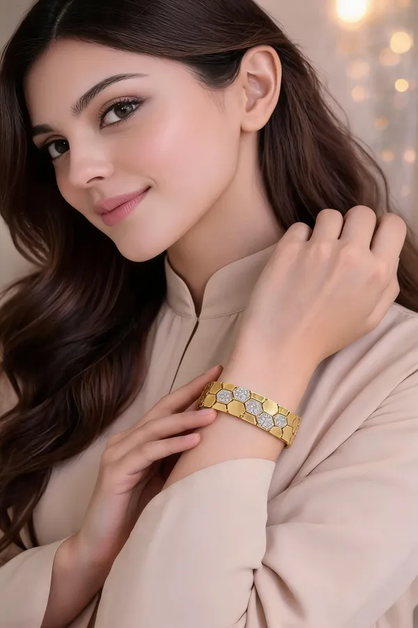 Ilanja_Gold-Plated_Honeycomb_Diamond_Accent_Bracelet