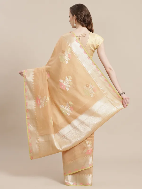 Beige_Masrise_Cotton/Cotton_Banarasi_Sarees_For_Women