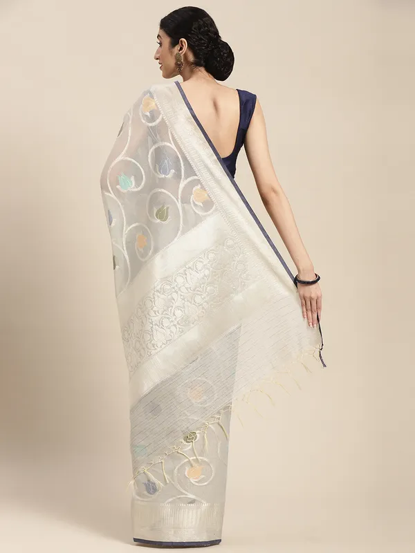 Grey_Masrise_Cotton/Cotton_Banarasi_Sarees_For_Women