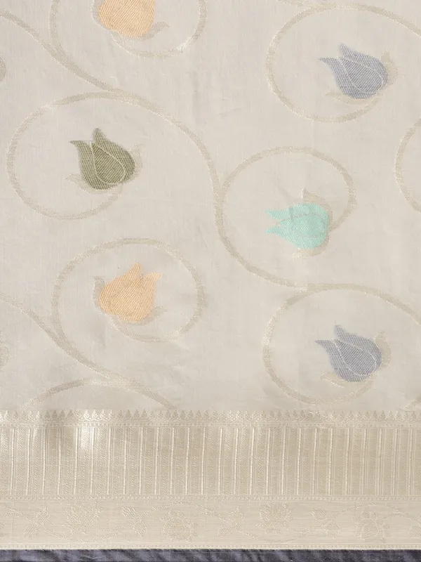 Grey_Masrise_Cotton/Cotton_Banarasi_Sarees_For_Women