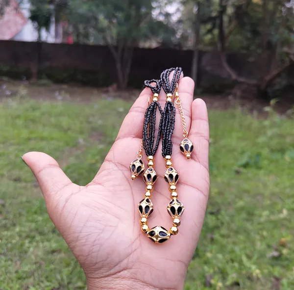 Copper_Based_Assamese_Traditional_Gold_Plated_Black_Minakari_Monimala_Necklace_Set_For_Women_&_Girl