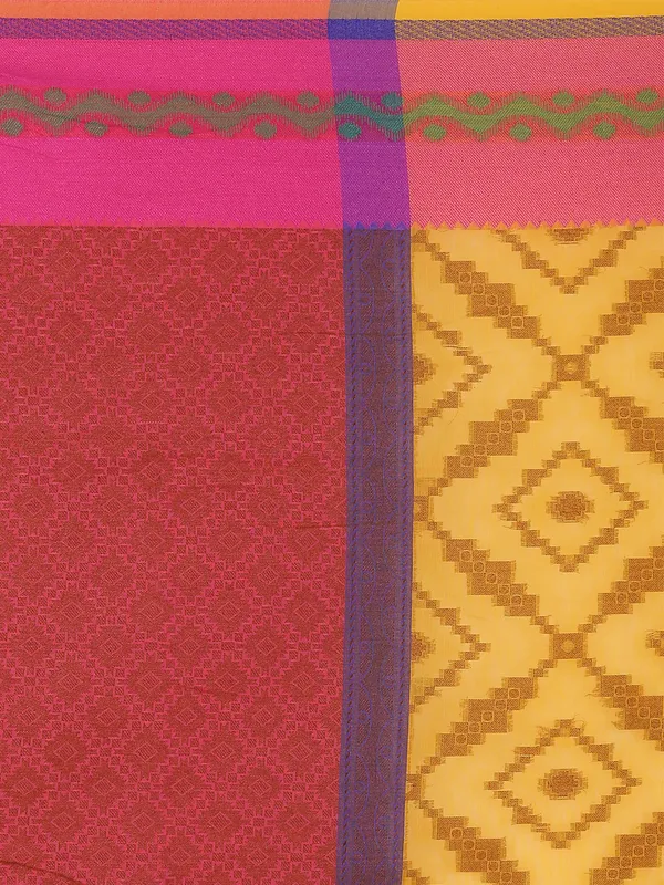 Yellow_Cotton_Blend_Banarasi_Sarees_For_Women