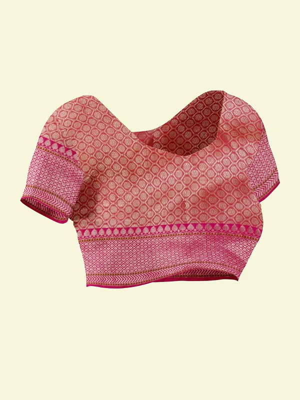 Orange_Cotton_Blend_Banarasi_Sarees_For_Women
