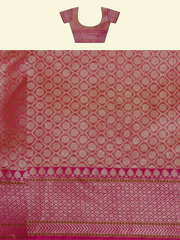 Orange_Cotton_Blend_Banarasi_Sarees_For_Women