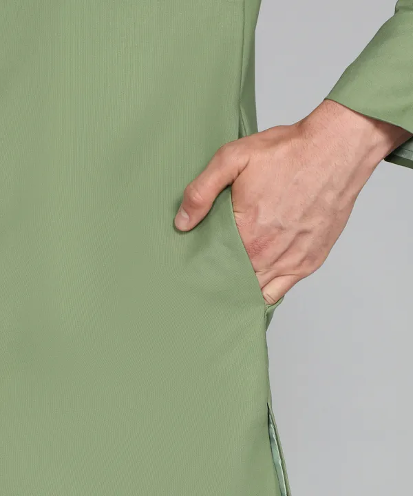 Solid_Ocean_Green_Cotton_Blend_Nawabi_With_Paijama