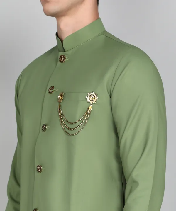 Solid_Ocean_Green_Cotton_Blend_Nawabi_With_Paijama