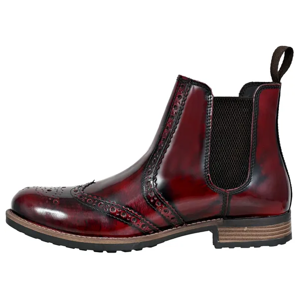 Burgundy_Genuine_Leather_Men's_brogue_Chelsea_Boots_For_Casual_&_Party_Wear
