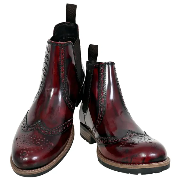 Burgundy_Genuine_Leather_Men's_brogue_Chelsea_Boots_For_Casual_&_Party_Wear