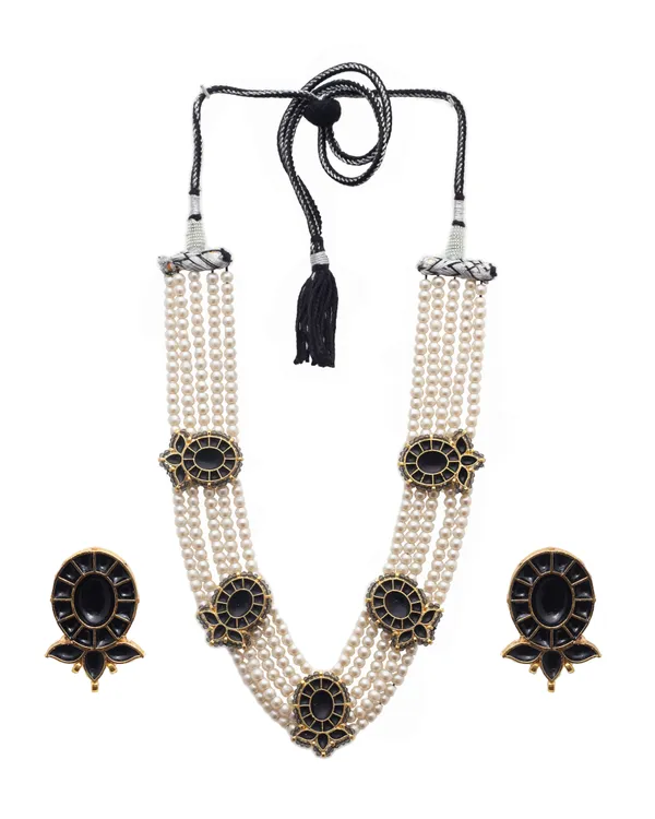 White_and_black_meena__kundan_necklace_set