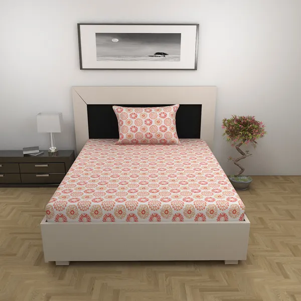 100%_Cotton_120_TC_Dahila_Single_Bedsheet_2_Pillow_Covers,_Pureed_Pumpkin