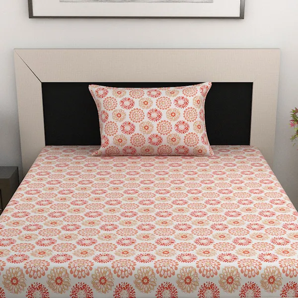 100%_Cotton_120_TC_Dahila_Single_Bedsheet_2_Pillow_Covers,_Pureed_Pumpkin