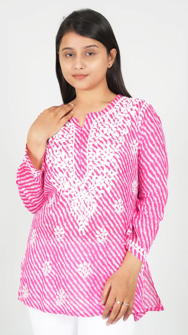 Pink_Cotton_Casual_Short_Kurti_For_Women