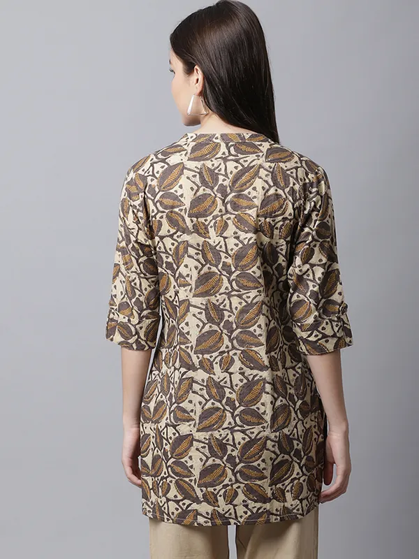 Brown_Pure_Cotton_Printed_Short_Kurti