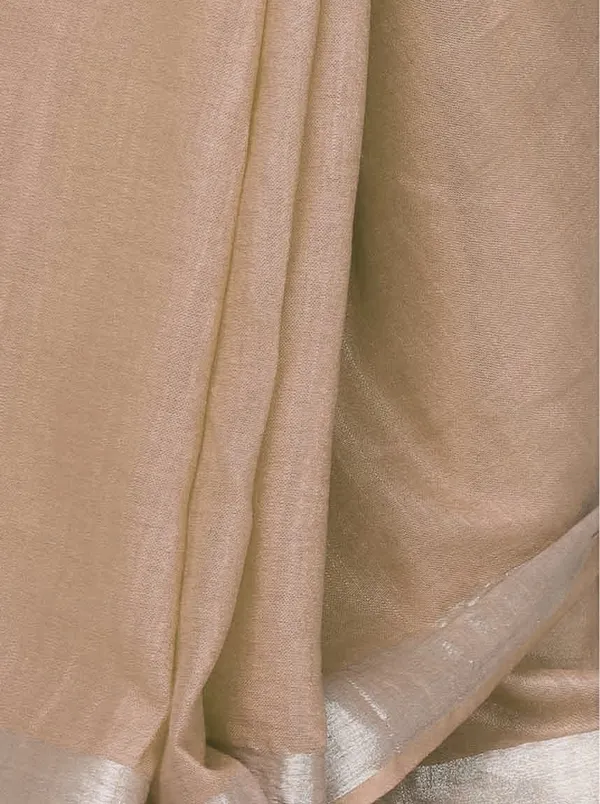 Tan_Brown_women's_Cotton_Slub_Saree_With_Blouse_Piece