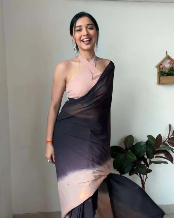 Black_Colour_1-Minute_Ready_To_Wear_Georgette_Saree_With_Blouse_Piece