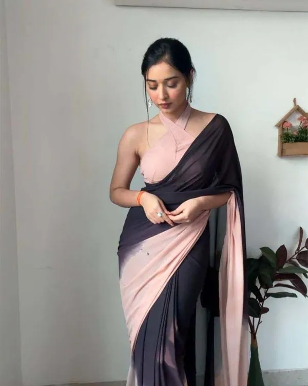 Black_Colour_1-Minute_Ready_To_Wear_Georgette_Saree_With_Blouse_Piece