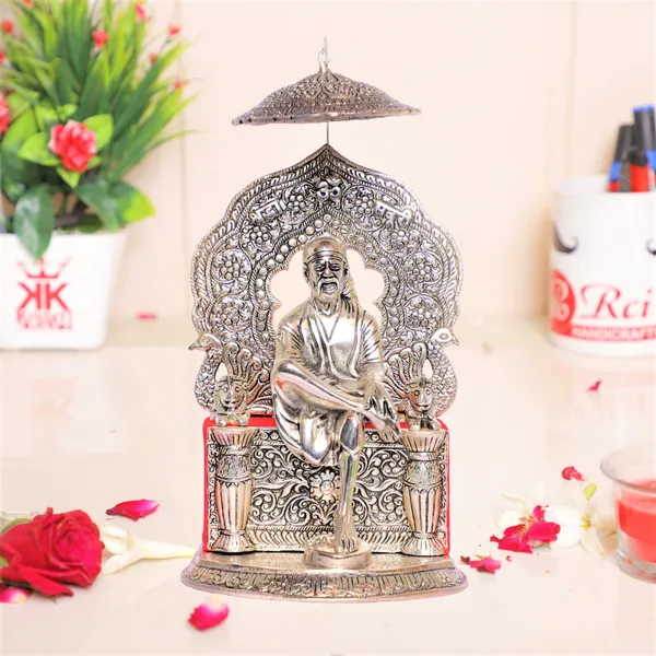 Silver_Plated_Sai_Baba_Sitting_On_Shinghasan_Oxidized_For_Loves_Ones