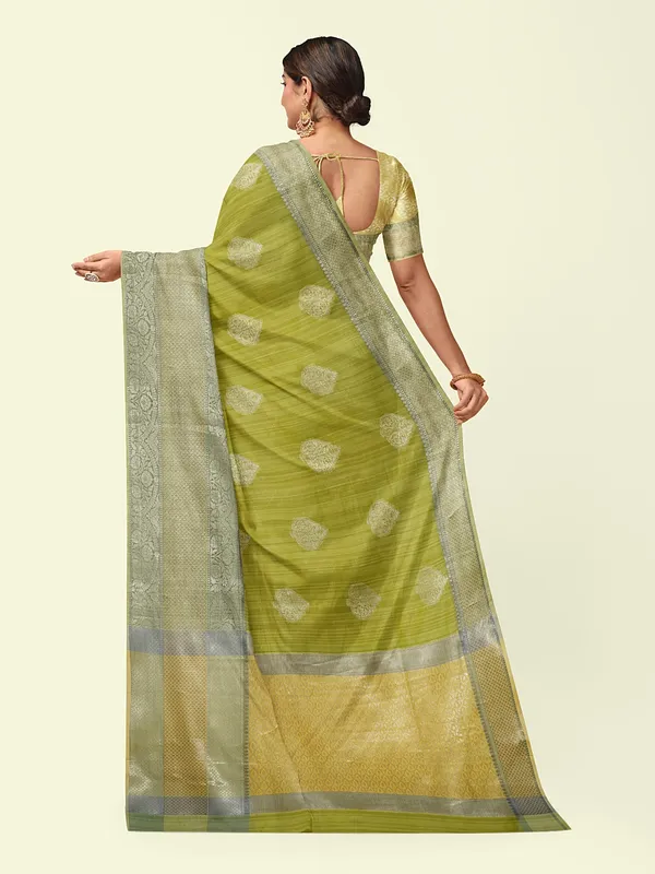 Pista_Green_Matka_Silk/Silk_Blend_Banarasi_Sarees_For_Women